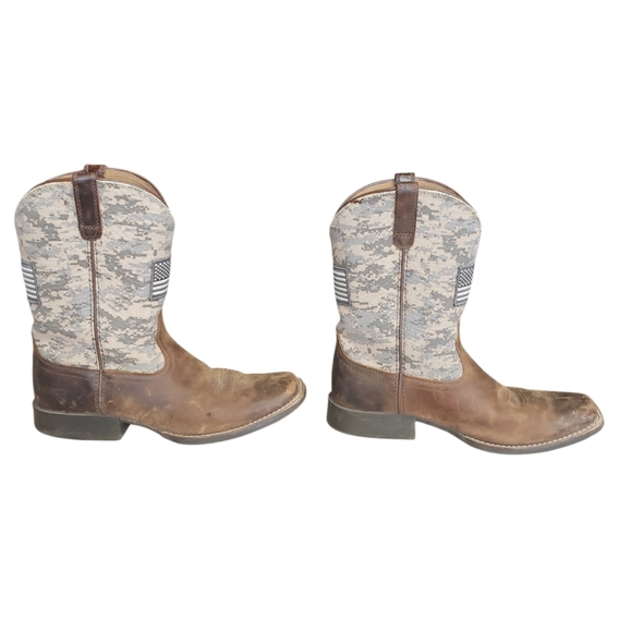 Ariat Men's Distressed Camo Sport Patriot Western Boots Broad Square Toe Size 6. - Picture 3 of 15
